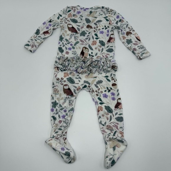 Angel Dear Baby 2 Way Zipper Ruffle Back Footie Woodland Animals 6-9 mo 1 Piece - Picture 7 of 10